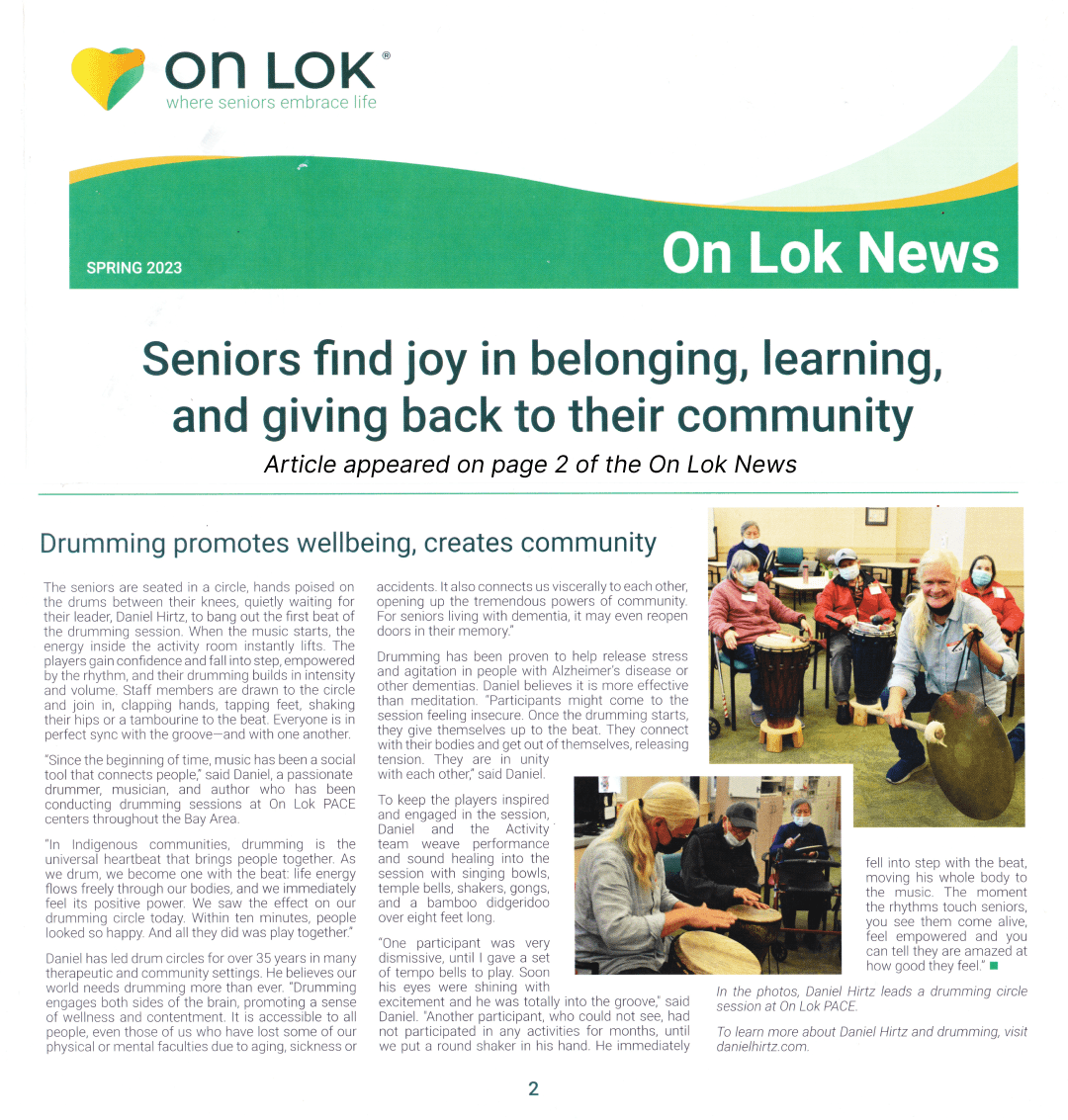 Daniel Hirtz Article in On Lok News Spring 2023 Daniel Hirtz featured in ON LOK News Spring 2023